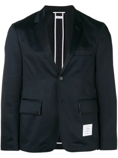 Thom Browne Unconstructed Single Breasted Blazer In Blue