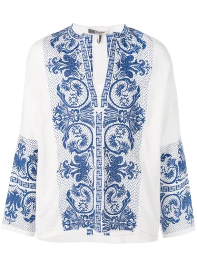 Isabel Marant Patmos Floral-embroidered Cotton Top In White