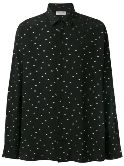 Saint Laurent Embroidered Motifs Shirt In 1055 - Black/gold