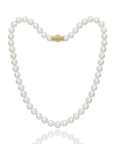 Assael 18k Yellow Gold Akoya Program Japanese Akoya Cultured Freshwater Pearl Collar Necklace, 16 In White