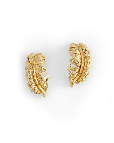 Adam Foster Fine Jewelry 18k Medium Plume Feather Stud Earrings