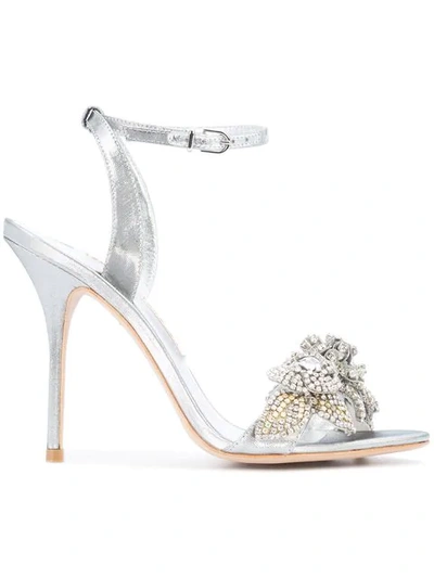 Sophia Webster Lilico Crystal-embellished Metallic Ankle-strap Sandals In Silver
