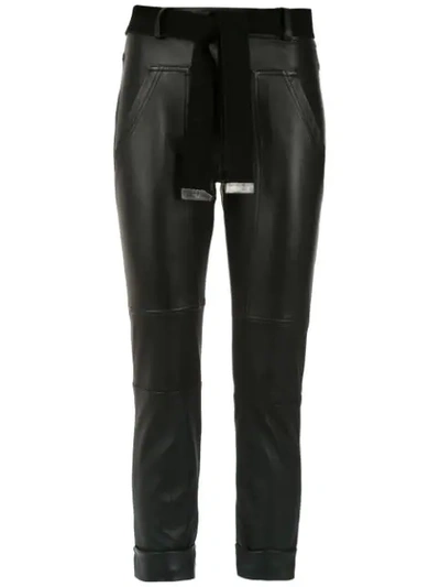 Andrea Bogosian Belted Leather Pants In Black