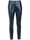 Andrea Bogosian Metallic Skinny Trousers In Blue