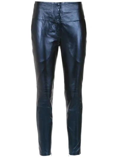 Andrea Bogosian Metallic Skinny Trousers In Blue