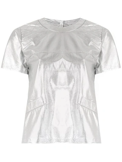 Andrea Bogosian Leather T-shirt In Silver