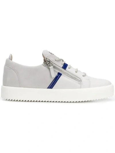 Giuseppe Zanotti Two-tone Leather And Suede Trainers In Grey