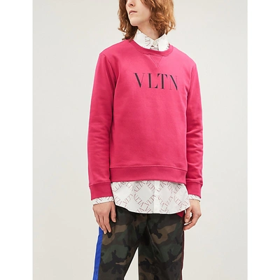Valentino Logo-print Cotton-blend Sweatshirt In Pink Flambe