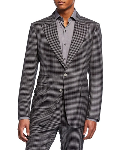 Tom Ford Men's Shelton Micro-check Wool-blend Two-piece Suit In Dark Gray