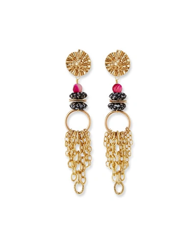 Akola Glass & Chain Dangle Earrings, Black