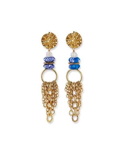 Akola Glass & Chain Dangle Earrings, Blue