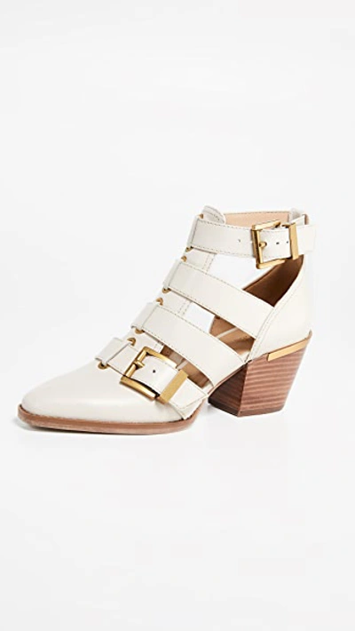 Michael Michael Kors Griffin Cutout Leather Booties In Light Cream Vachette Leather ModeSens