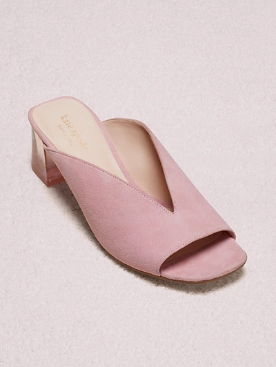Kate Spade Caila Leather Clear Heel Sandals In Rococo Pink