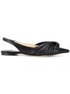 Jimmy Choo Annabelle Knot-front Leather Slingback Flats In Black