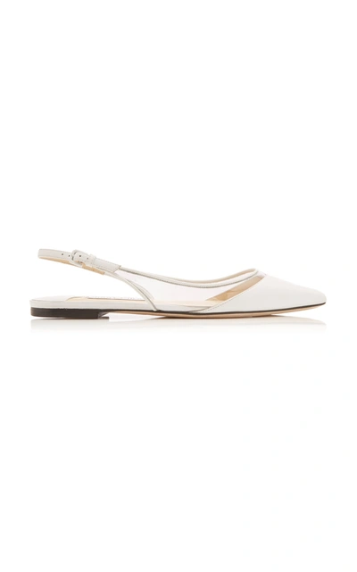 Jimmy Choo Erin Pvc And Leather Slingback Flats In White