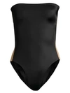 Norma Kamali Side Stripe Strapless One-piece Swimsuit In Black Nude