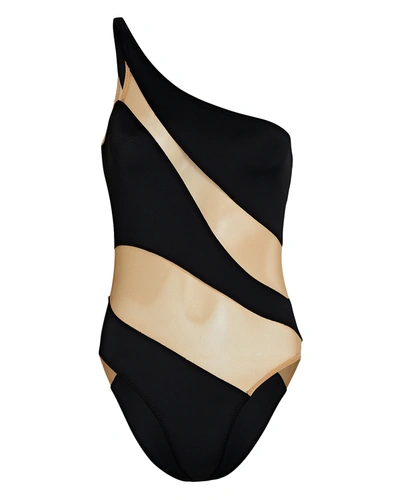 Norma Kamali Snake Mesh Mio Illusion One-piece Swimsuit In Black