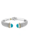 Lagos 18k Yellow Gold & Sterling Silver Caviar Color Cuff With Turquoise