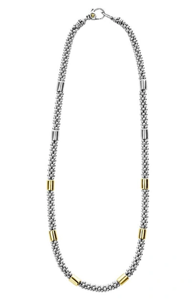 Lagos Sterling Silver & 18k Gold High Bar Diamond Necklace, 18 - 100% Exclusive In Silver/gold