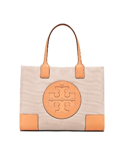 Tory Burch Ella Canvas Mini Tote In Natural/ivory