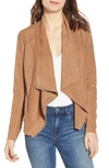 Blanknyc Drape Front Faux Suede Jacket In Hazelnut