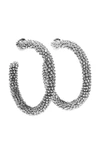 Sachin & Babi Noir Beaded Hoop Earrings In Silver