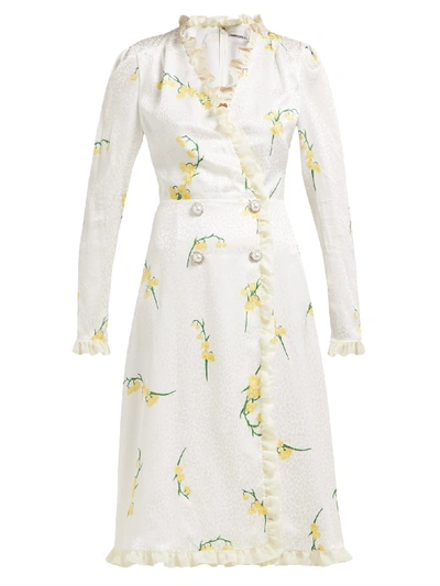 Alessandra Rich Floral Print Dress In White