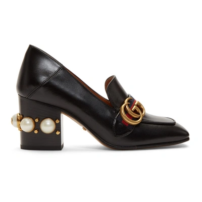 Gucci 80mm Pearl Heel Leather Pumps In Black