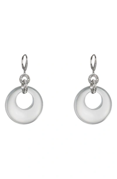 Nina Karlotta Large Round Drop Earrings In Rhodium/clear