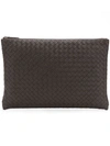 Bottega Veneta Large Intrecciato Weave Pouch In Brown