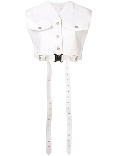 Mackintosh 1017 Alyx 9sm White Bonded Cotton Cropped Waistcoat