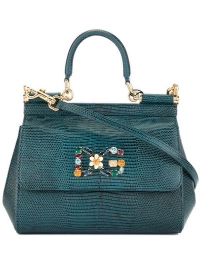 Dolce & Gabbana Mini Sicily Shoulder Bag In Blue