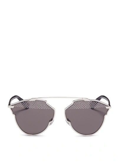 Dior So Real Studded 59mm Brow Bar Sunglasses In Palladium/ Black | ModeSens