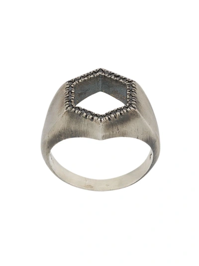 M. Cohen Open Hexagonal Ring In Silver