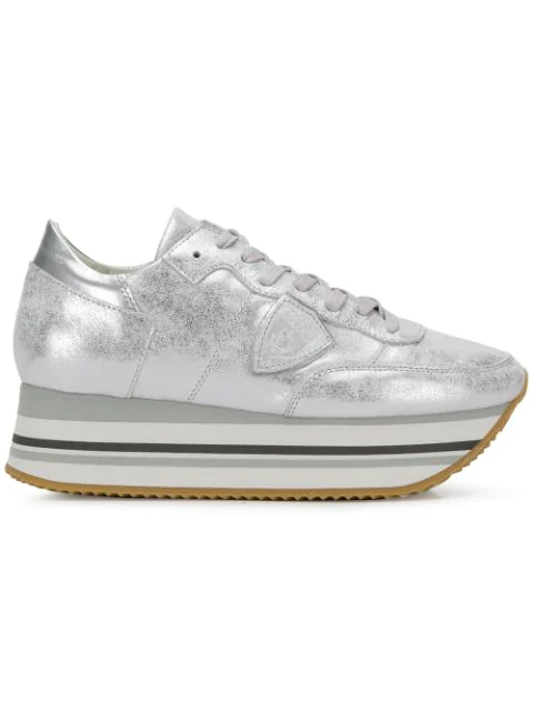 Philippe Model Eiffel Sneakers In Silver | ModeSens