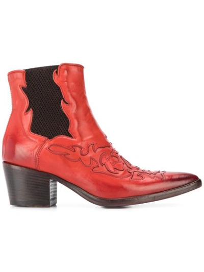 Alberto Fasciani Western Ankle Boots In Red