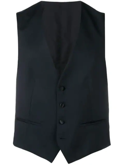 Z Zegna Fitted Button Waistcoat In Blue