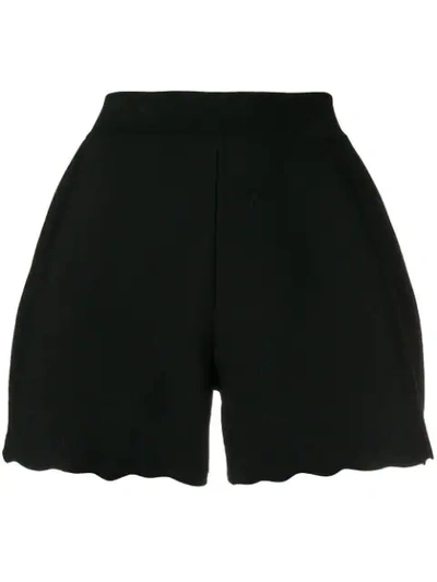 Alexander Mcqueen Scallop Hem Shorts In Black