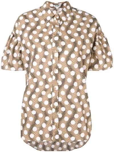 Kenzo Polka Dot Short Sleeve Shirt In Neutrals