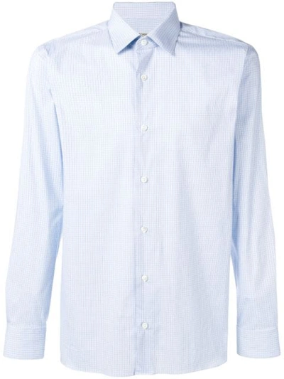 Z Zegna Stretch Fit Check Shirt In Blue