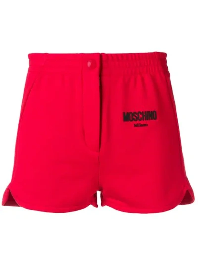 Moschino Logo Print Track Shorts In Red