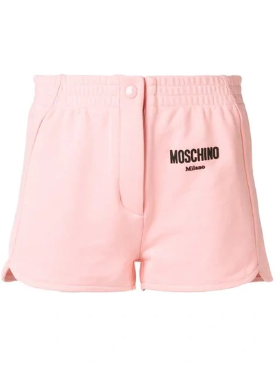Moschino Logo Sweat Shorts In Pink