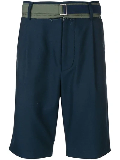 Sacai Belted Chino Shorts In Blue