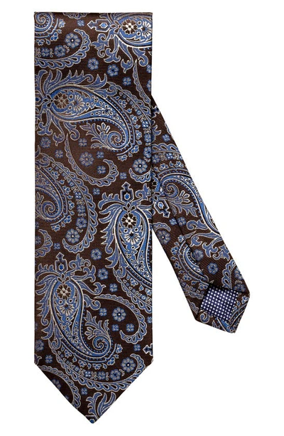 Eton Paisley Silk Classic Tie In Brown