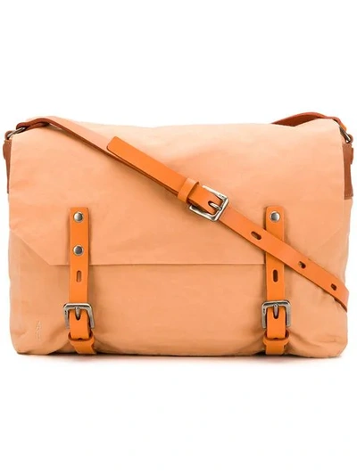 Ally Capellino Double Buckle Crossbody Bag In Orange