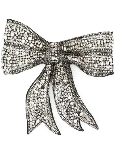 Dolce & Gabbana Crystal Embellished Bow Tie In Silver