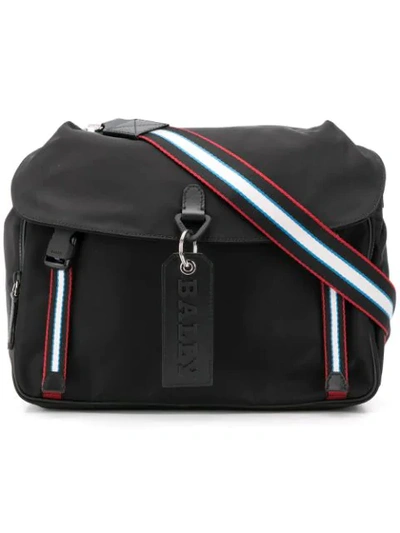 Bally Striped Strap Shoulder Bag In Black