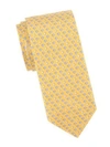 Ferragamo Following Mice Silk Tie In Yellow