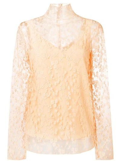 Chloé Sheer Floral Blouse In Pink