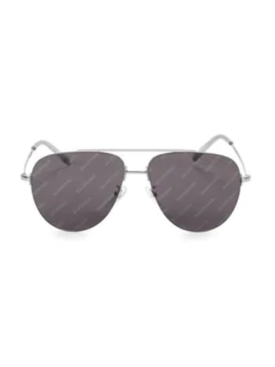 Balenciaga 59mm Silvertone Aviator Sunglasses